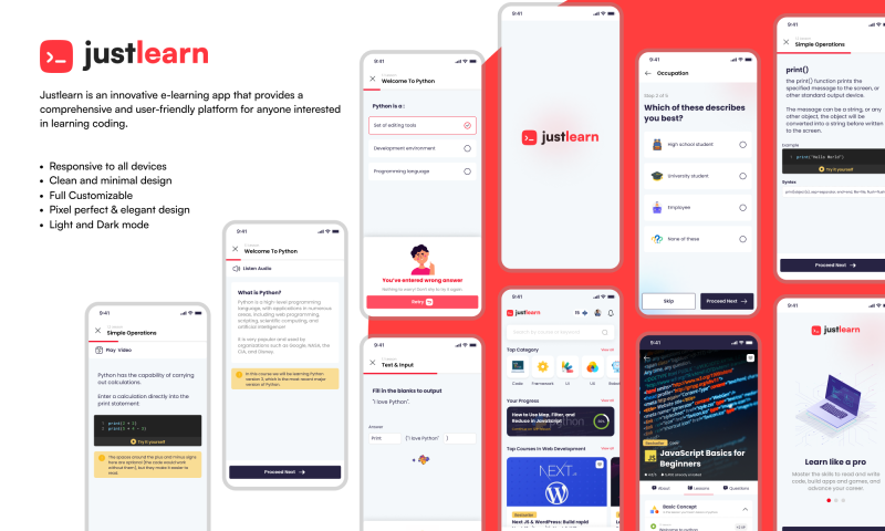 JustLearn - Online Learning Platform Flutter App Template